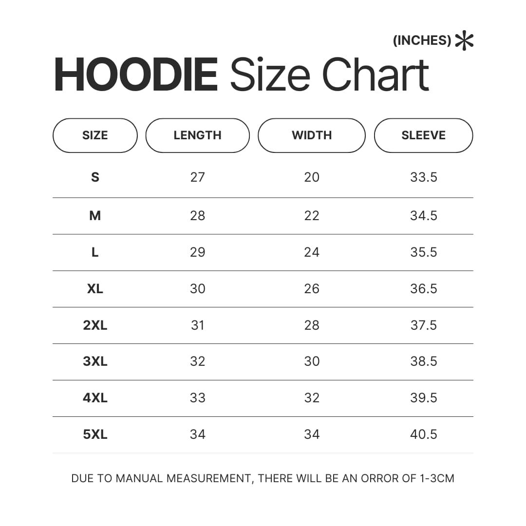 Hoodie Size Chart - Lemon Demon Store