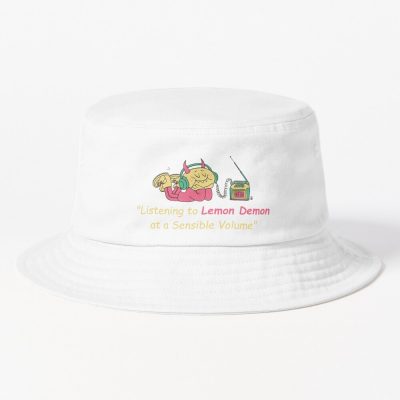 Listening To Lemon Demon At A Sensible Volume Bucket Hat Official Lemon Demon Merch